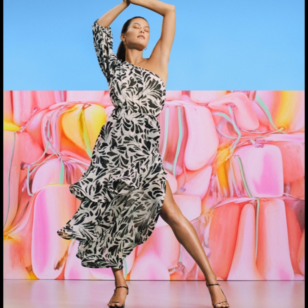 Alexis One Shoulder Botanical Dress